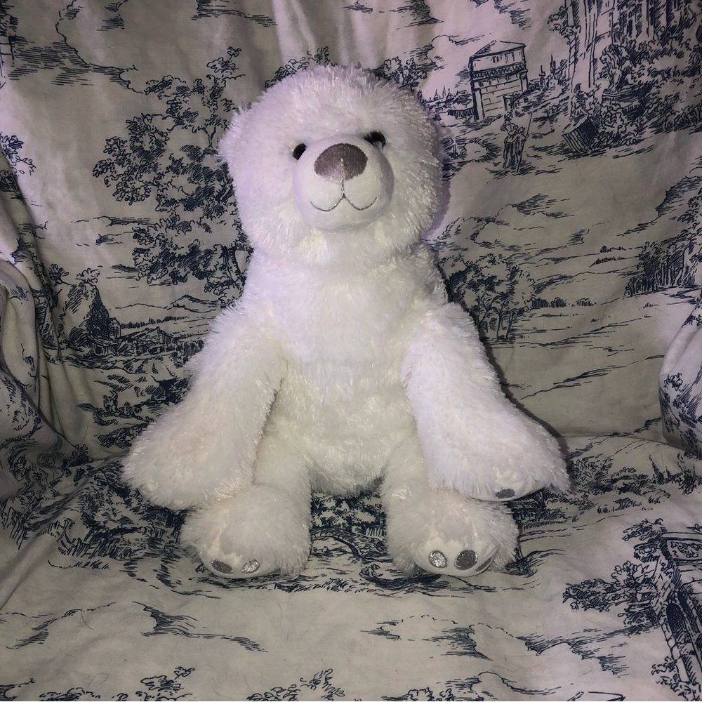 Build-A-Bear Arctic Polar Bear White Snowflake Sparkle Stuffed Animal 14”.